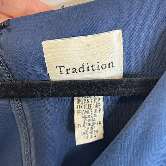 Vintage Blue Satin Tiered Maxi Dress Sz 8 Formal Evening Gown Mother of Bride - Picture 8 of 9